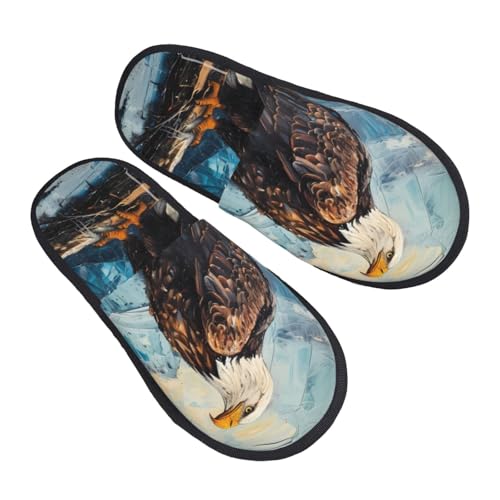 Iceberg Bald Eagle Print Women Slippers Home Furry Shoes Keep Men Couples Shoes Warm For Women-2
