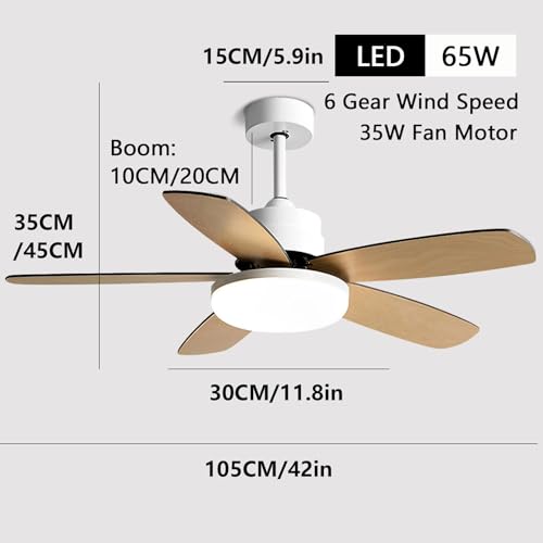 Ventilateur de plafond avec télécommande éclairage LED variable 65W