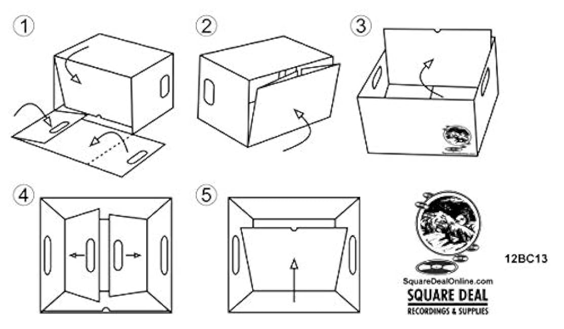 Durable Set of 10 12 inch Vinyl Record Storage Boxes - Heavy-Duty Cardboard Construction with Removable Lid - Holds Up to 90 Records Each - Built Tough for Long-Term, Secure Archival Storage - #12BC13