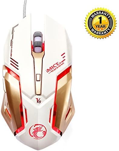 Apedra V8 High-end gaming mouse Ergonomic design Programmable light mouse USB mouse with multicolor LED lights Customizable 4-speed DPI notebook PC Mac PC games
