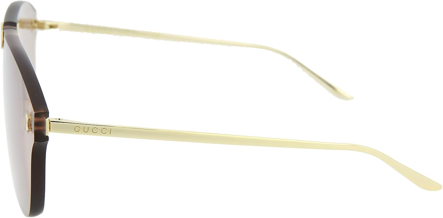 Gucci 0354S 002 Gold Metal Aviator Sunglasses Light Brown Lens
