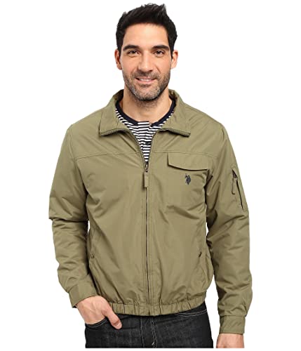 U.S. Polo Assn. Men's Micro Peached Windbreaker Jacket with Fleece Lining