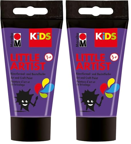 Marabu KiDS Little Artist 75 ml, Violett, Künstlermal- und Bastelfarbe für Kinder ab 3 Jahren, Kindermalfarbe auf Wasserbasis, auswaschbar, Made in Germany, vegan, glutenfrei, 03050002251