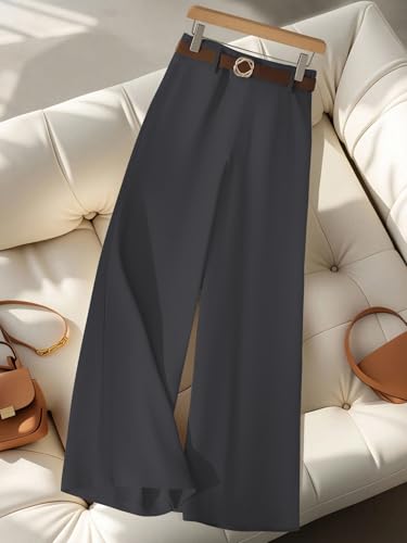 Image of KERI PERRY Trousers for Woman Pants Women's Formal Office Korean | Black Track Pant Beige| Straight | Cotton Spandex Stretchable Trouser | High-Waisted Bottom Wear