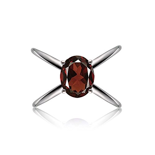 Sterling silver african garnet oval criss cross ring, size 6