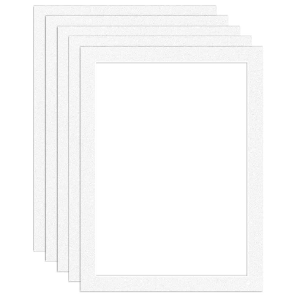 Procut Global 8x6" White Picture Mounts Board to Fit 7x5" Aperture Size - Photo Mount Card Ideal for Prints, Artwork, Crafts & Certificates - Sizes & Colors Available - Pack of 5
