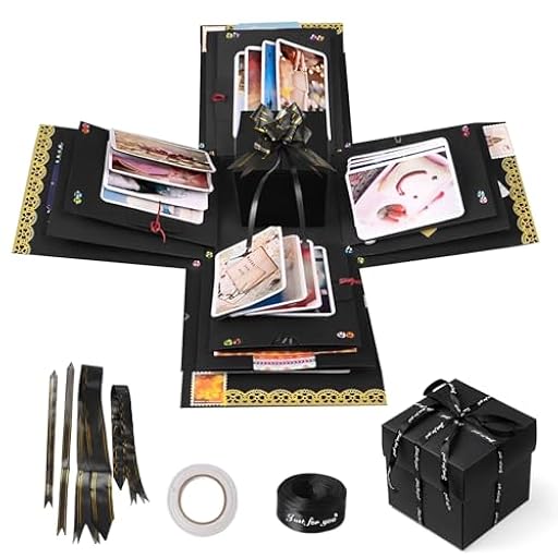 Caja de Regalo de Explosión DIY de 5 Capas, 24x24x24cm Caja Sorpresa con Fotos Negro Explosion Box, Fotos Desplegable Sorpresa Explosiva para Cumpleaños Día san Valentín Aniversario Navidad | Ya disponible en tu tienda friki favorita! En mundofriki.es!
