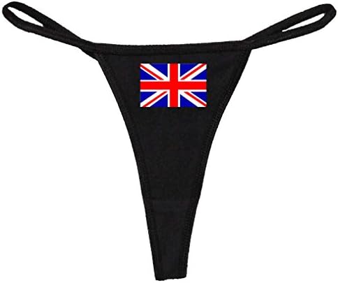 STUFF WITH ATTITUDE British Flag Black Thong Panties (Medium)