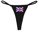 STUFF WITH ATTITUDE British Flag Black Thong Panties (Medium)