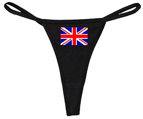 Stuff With Attitude British Flag Black Thong Panties (Medium) #TOP1
