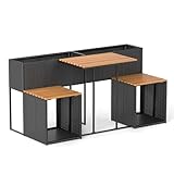 FANTASK Gartenmöbel Set mit Hochbeet, Sitzgruppe inkl. Kräuterbeet, integrierten Stühlen & Stauraum, Balkonset für Garten, Balkon, Terrasse