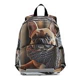 RPLIFE Simpatico mini zaino per bambini con bulldog francese divertente per ragazzi ragazze bambini zaino scuola viaggi libro borsa 3-6 anni, medio