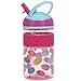 Nuby Thirsty Kids Flip-it Freestyle On the Go Water Bottle with Bite Resistant Hard Straw Cup and Easy Grip Band, Pink Donuts, 12 Ounce
