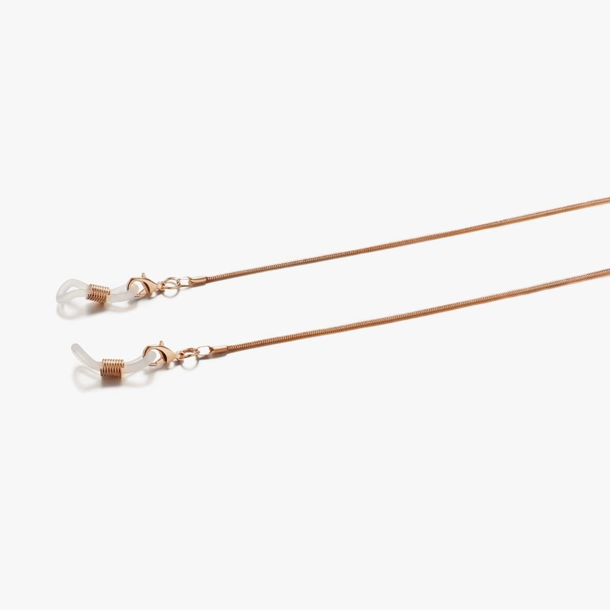 HOOENG Glasses Lanyard Eyeglass Chains for Women Copper Simple Eyewear Retainer Elegant Glasses Cord