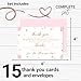 Pink and Gold Baby Shower Thank You Cards with Envelopes - Blank Notes with Prefilled Message for Girls - Personalize Cute Princess Twinkle Star Notecards - 4x6 Stationery Set, 15 Pack