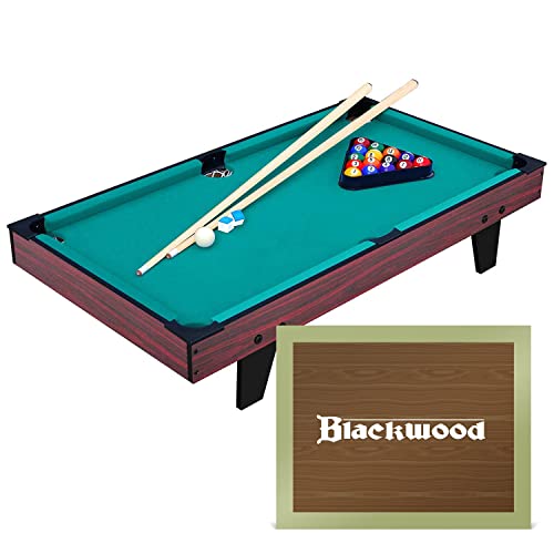 BLACK WOOD Blackwood Mini table de billard Junior 3' pour enfant avec accessoires et jeu de queues, billes, triangle et craie 95 x 51,5 x 20,1 cm
