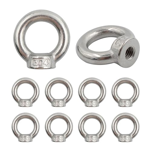 Image of 10PCS M8 Stainless Steel Lifting Eye Nut, Ring Shaped Eye Bolt, 35mm /1.37inch OD