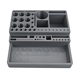 Fliegenbindewerkzeug-Aufbewahrungshalter – Schreibtisch-Fliegenbindematerialienregal mit mehreren Löchern für Haken, Spulen, Scheren und Schraubstöcke, für PETG-Konstruktion