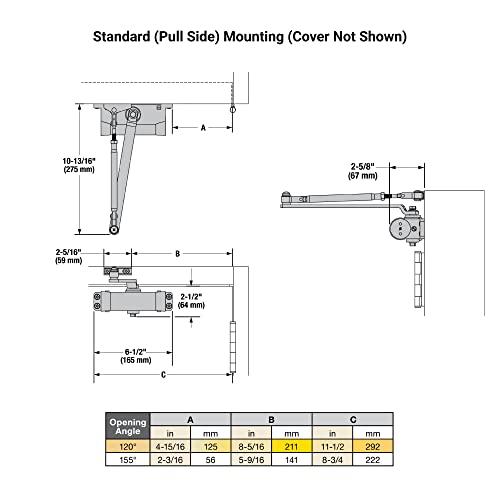 Brinks Commercial - Heavy Duty Residential Door Closer, Matte Black Finish - Size 3 With A 155-Degree Opening Range And Adjustable Closing Speed #TOP4