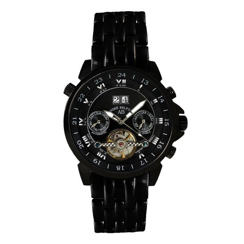 André Belfort 410125 - Reloj analógico de caballero automático con correa de piel plateada - sumergible a 50 metros