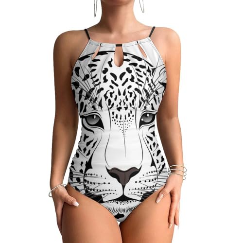 Maillot de bain une pièce léopard noir avec maintien du ventre pour gommer les complexes