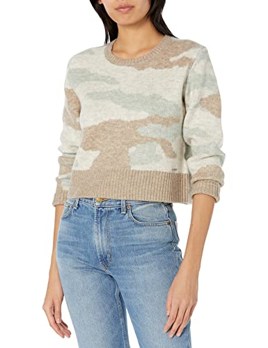Dkny Women's Cozy Soft Cropped Sportswear Sweater, Parchment Thyme Multi, X-Large #TOP19