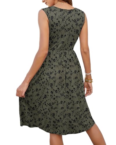 Image of MOLERANI Women Summer Dresses Sleeveless Casual Loose Swing Button Down Midi Dress with Pockets