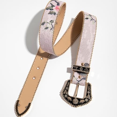 Retro Palace Style Multicolor Engraved Metal Buckle Embroidery Embossed Women's Belt Suitable for Jeans Gifts2