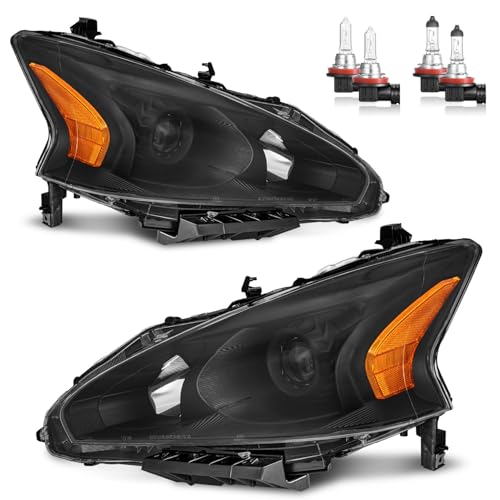 ROADEAL Headlights W/Bulbs for 2013 2014 2015 Nissan Altima 4-Door Halogen Headlamp Replacement Driver & Passenger Side (DOES NOT FIT XENON/HID)