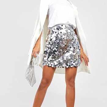 Dames pailletten rok elastische tailleband glitter rok festival kostuum voor rave party carnaval Halloween(Paars, S