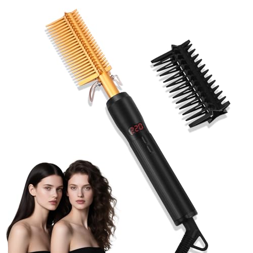 Strixorn Peigne Chauffant & Brosse Lissante, Lisseur Barbe 4 Températures Ajustables, Chauffage Rapid 10s, Technologie...
