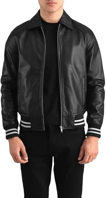 Mens Real Lambskin Lightweight Leather Jacket| Classic Smooth and Sleek Bomber Leather Jacket