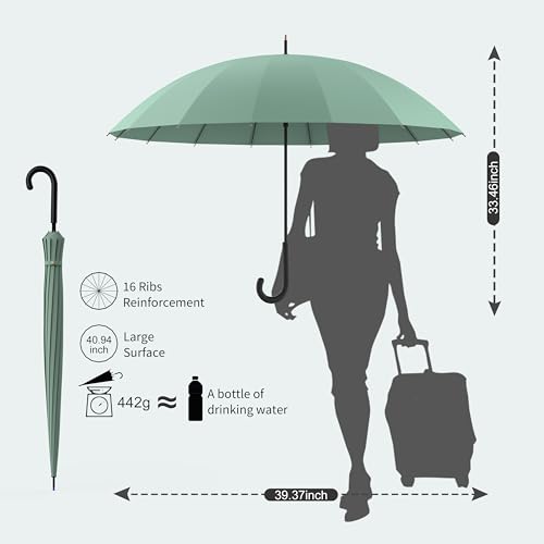 Image of ANYCHO Big Umbrella for Women - Large Size Heavy Duty Rain Umbrella, 16-Rib Reinforced Windproof, One-Touch Auto Open, Lightweight Design for Daily Carry