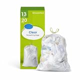 13 Gallon Clear Drawstring Trash Bags, Tall Kitchen Size, Secure Tie Closure, Leak-Resistant Plastic Bags, 20 Count