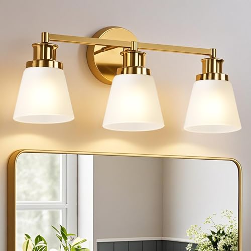 Image of 3 Pack White Glass Shade Covers, Glass Lamp Shade Replacements for Light Fixtures, 2.1 Inch Fitter Globes White Lampshades for Chandelier Bath Vanity Lights Wall Sconces Pendants