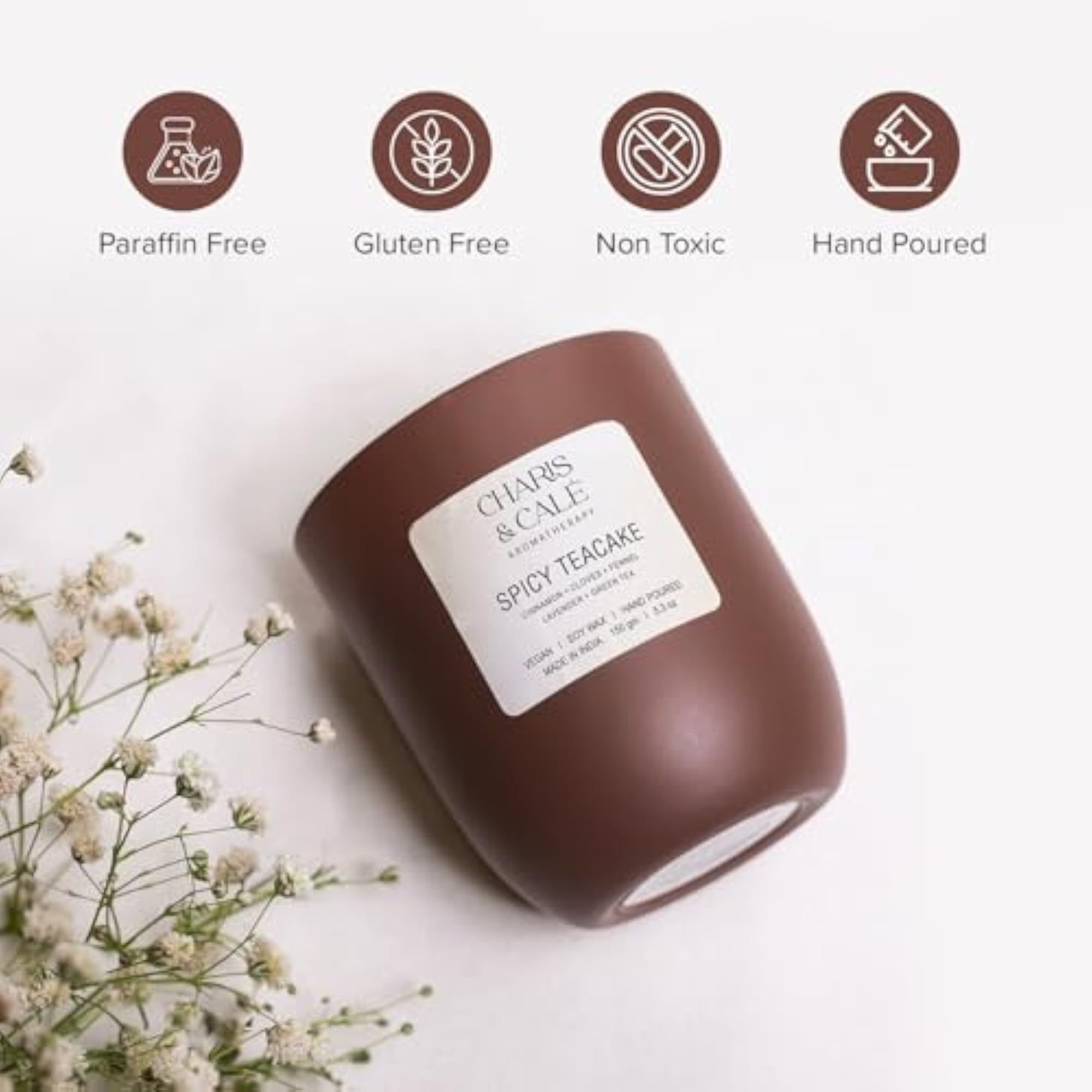 Spicy Teacake Candle Jar - 150 Gm, Smokeless & Non-Toxic