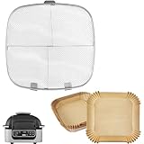 WEBROIL Splatter Shield & 100 PCS Paper Liners for Ninja AG300 AG301 AG400 AG301C AG300C Foodi Air Fryer Accessories, Stainless Steel Splash Guard for Ninja 5 in 1 Smart Xl Indoor Grill Mesh Screen