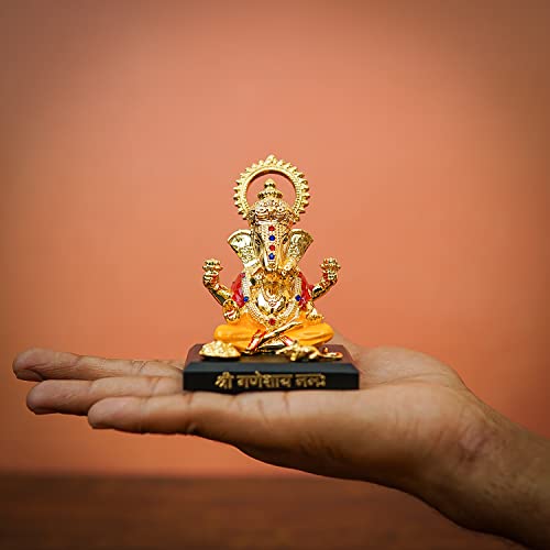 Image of Resin Ganesha Statue - Premium Ganpati Idol Decorative Showpiece Murti for Pooja Temple Home Entrance Decor Diwali Gift Multicolor (2.5X2X3.5 Inch)