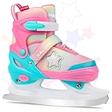 HALOSK Girls Ice Skates for Kids Boys, Adjustable Kids Skates for Outdoor Indoor Rink, Rainbow Soft and Comfortable Lining Ice Skating Shoes Ages 3-12 Youth