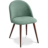 Bleu pastel Iconik Interior Scandinavian Style Chaise de Salle à Manger - Tapissée en Tissu - Style scandinave - Evelyne Bleu Pastel