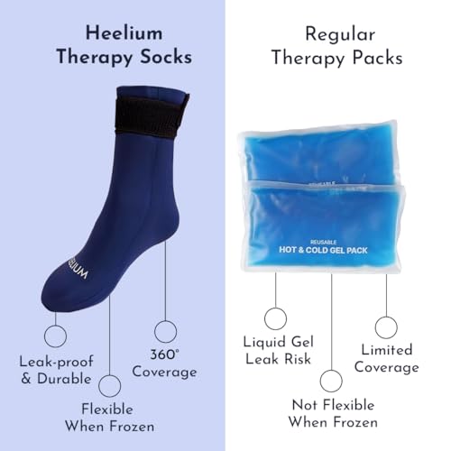 Image of HEELIUM Hot & Cold Therapy Socks for Foot Pain Relief | Reusable Gel Ice Pack Socks for Neuropathy & Plantar Fasciitis | Microwaveable & Freezable | Heel & Arch Pain - 1 Unit (1 Leg Only)