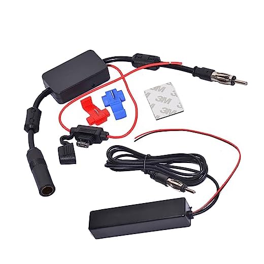 Bingfu Universal Car Stereo Amplified FM Radio Hidden Antenna & Signal Booster Amplifier Amp 12V Power Supply DIN Plug for Vehicle Truck SUV Car Audio Radio Stereo Media Head Unit Receiver