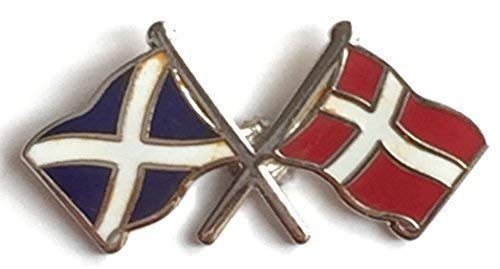Emblems-Gifts Blue, White, Red, Gray Scotland Saltire & Denmark Friendship Flags National Enamel Lapel Pin Badge