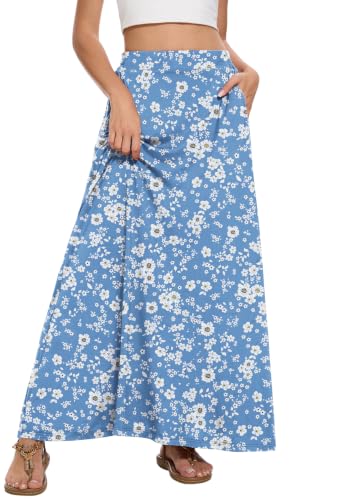Image of Womens Maxi Skirt Long Flowy Summer A-Line High Waist Skirts