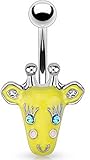 Belly Button Ring 316L Surgical Steel Metal Giraffe Face 316L Surgical Steel Navel Ring