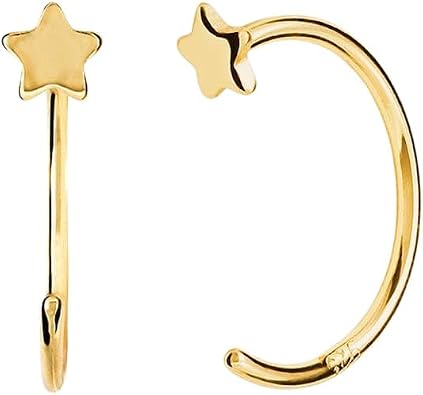 Tiny Star Open Huggie Hoop Earrings - Ear hugger - GJH051