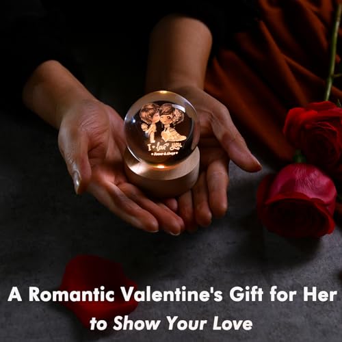 Image of IFOLAINA 3D Couple Crystal Ball Wedding Gifts for Couples Newlywed | Romantic Gifts for Girlfriends Her 2.36 inch Engraved Glass Couple Sphere Gifts