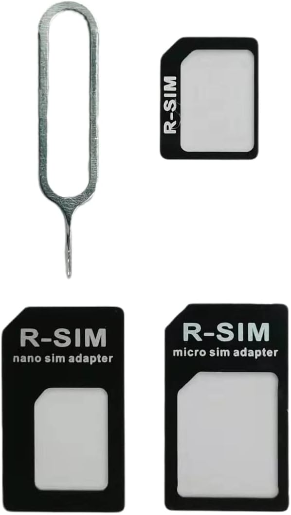 SIM Card Adapters, 4-in-1 SIM Converter Kit Nano/Micro/Standard with Tray Eject Pin for iPhone, Android Smartphones and Mifi Hotspot Devices - 1 Pack