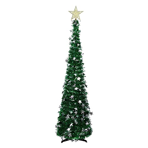 Gukasxi Árbol de Navidad artificial de 150 cm, con estrella y soporte estable, montaje rápido, plegable, para...