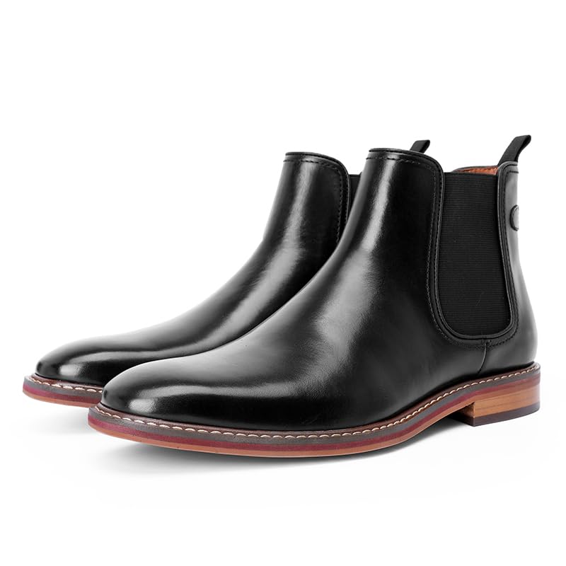 Image of DESAI Men's Chelsea Boots, Handmade Genuine Leather Dress Shoes, Slip On Formal Footwear Booties